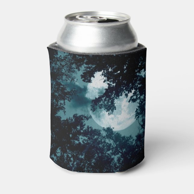 Enchanting Night Forest with Full Moon Can Cooler (Can Back)