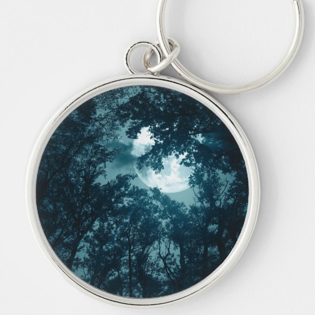Enchanting Night Forest with Full Moon Key Ring (Front)