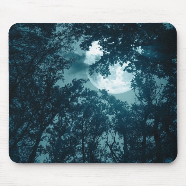 Enchanting Night Forest with Full Moon Mouse Mat (Front)