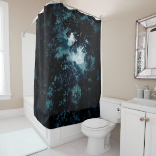 Enchanting Night Forest with Full Moon Shower Curtain