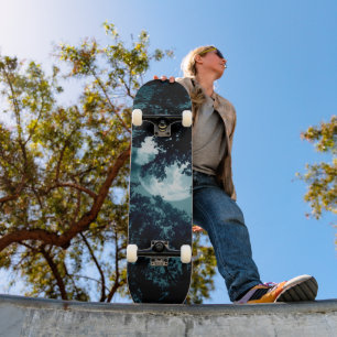 Enchanting Night Forest with Full Moon Skateboard