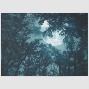 Enchanting Night Forest with Full Moon Tissue Paper
