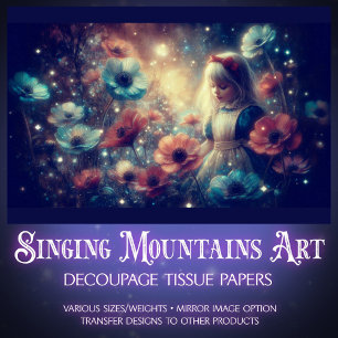 Enchanting Night Garden With Alice Decoupage Tissue Paper