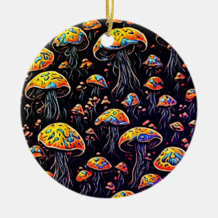 Enchanting Nightlights: Retro Mushroom Ceramic Tree Decoration