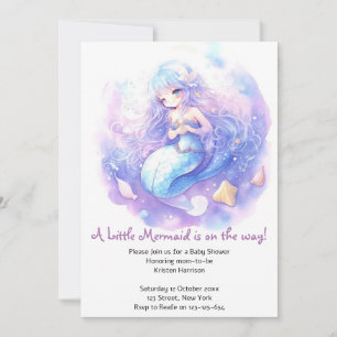 Enchanting Ocean Fantasy Mermaid Baby Shower Invitation