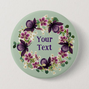 Enchanting Olive Flower Wreath Lapel Statement 7.5 Cm Round Badge