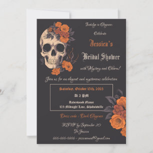 Enchanting Orange Bouquet on Cream Skull  Invitation