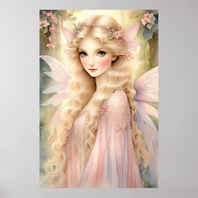 Enchanting Peach Glow Fairy Poster (Front)