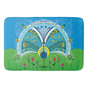 Enchanting Peacock Symmetry Bath Mat