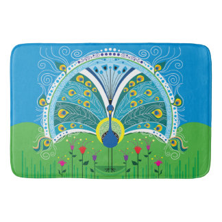 Enchanting Peacock Symmetry Bath Mat