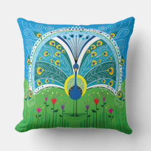 Enchanting Peacock Symmetry Cushion