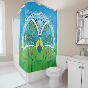 Enchanting Peacock Symmetry Shower Curtain