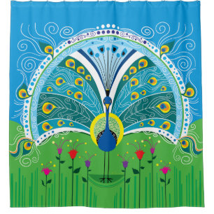 Enchanting Peacock Symmetry Shower Curtain