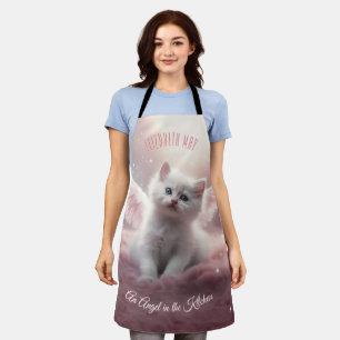 Enchanting Pink Kitten with Angel Wings Apron