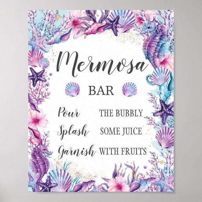 Enchanting Pink Purple Under the Sea Mermosa Bar  Poster (Front)