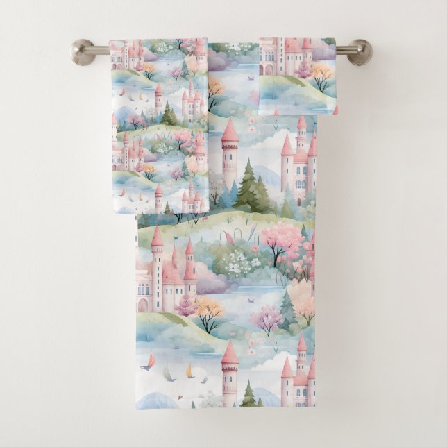 Enchanting Princess Castle Landscape - Bath Towel Set (Insitu)