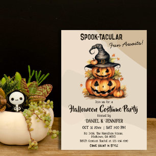 Enchanting Pumpkin Witch Hat cute Halloween party Invitation