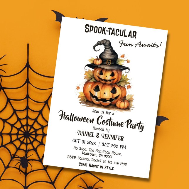 Enchanting Pumpkin Witch Hat cute Halloween party Invitation (Creator Uploaded)