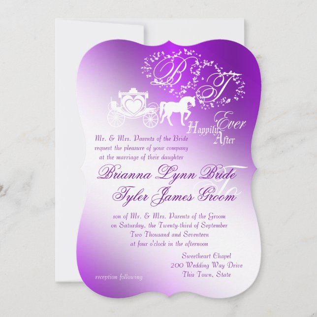 Enchanting Purple Fairytale Wedding Invitation (Front)