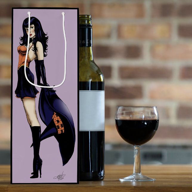 Enchanting Purple Retro Fantasy Witch Wine Gift Bag (Creator Uploaded)