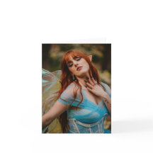 Enchanting Red-Haired Fairy Portrait - Folded Card