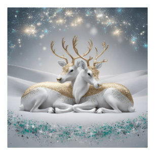Enchanting Reindeer Christmas Wall Art - Festive 