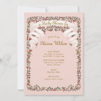 Enchanting Ribbons and Roses Pink Baby Shower