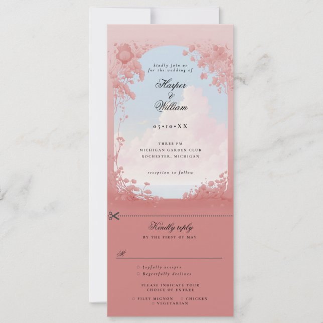 Enchanting romance All-in-One wedding Invitation (Front)