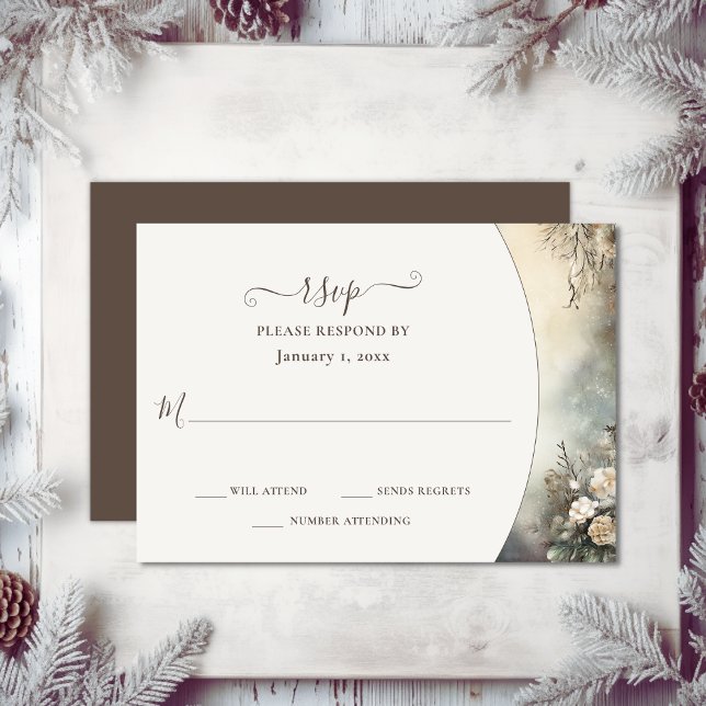 Enchanting Romantic Winter Garden Floral Wedding  RSVP Card (Enchanting Romantic Winter Garden Floral Wedding RSVP Card)