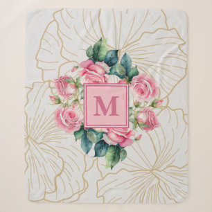 Enchanting Rose Garden Blanket in Blush Pink
