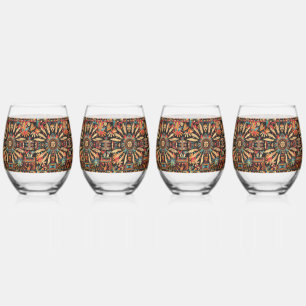 Enchanting Sapphire "Aztec Dream" 16oz Wine Tumble Stemless Wine Glass