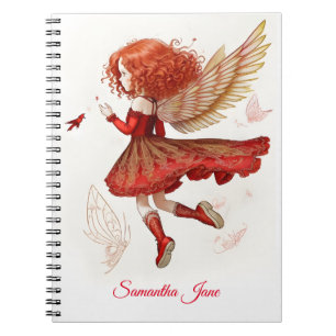 Enchanting Scarlet Red Fairy Writing Notebook