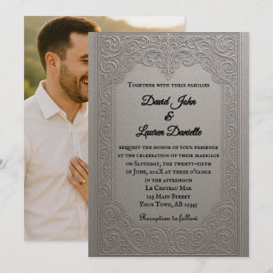 Enchanting Silver Photo Wedding Invitation