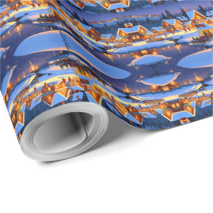 Enchanting Snow-Covered Village Winter Wonderland Wrapping Paper