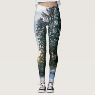 Enchanting Snowy Forest Scene Print Leggings