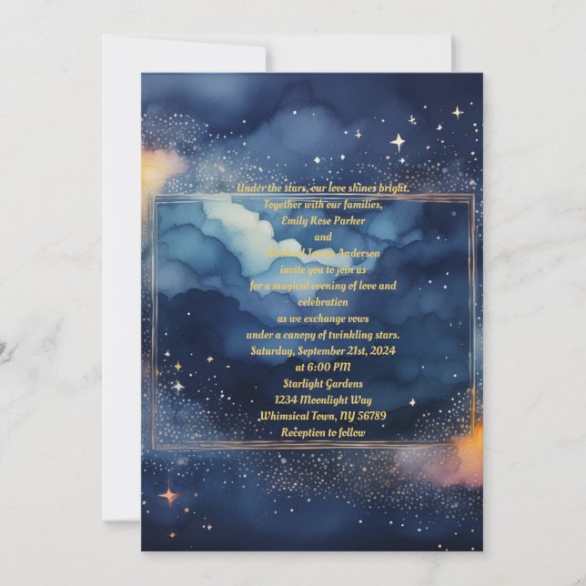 Enchanting Starry Night Wedding Invitation (Front)