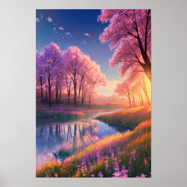 Enchanting Sunset Unfolds in the Riverland Poster (Front)