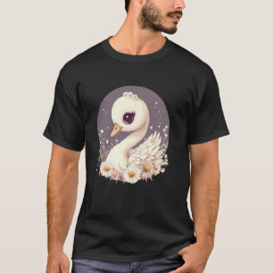Enchanting Swan Surrounded By Daisies T-Shirt