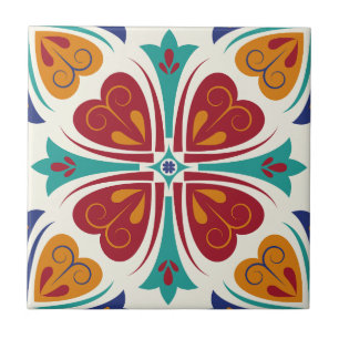 Enchanting Symmetrical colourful Peridot Floral Tile