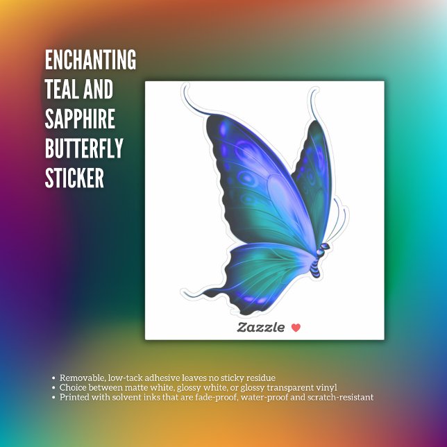 Enchanting Teal and Sapphire Butterfly  (Enchanting Teal and Sapphire Butterfly Sticker)