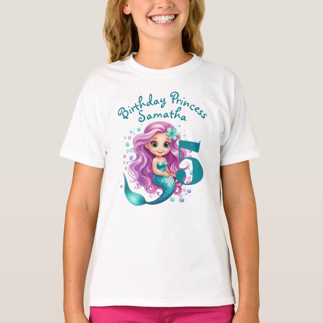Enchanting Teal Mermaid Fantasy Birthday T-Shirt (Front)