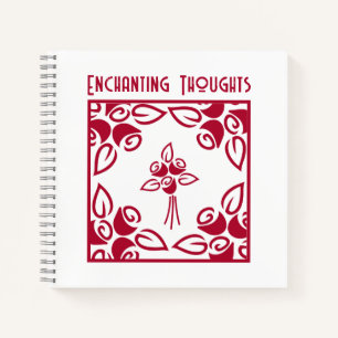 "Enchanting Thoughts" Red Roses Motif Journal