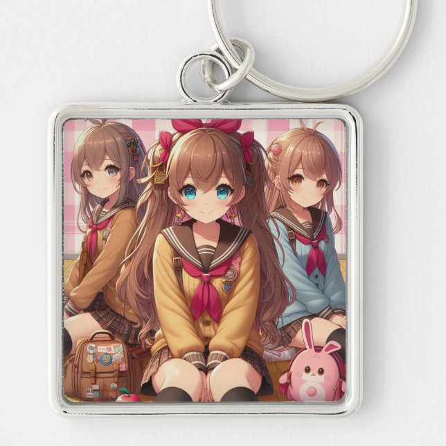 "Enchanting Trio: Doll Keychain Set" (Front)