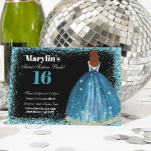 Enchanting Turquoise Glitter Princess Sweet 16