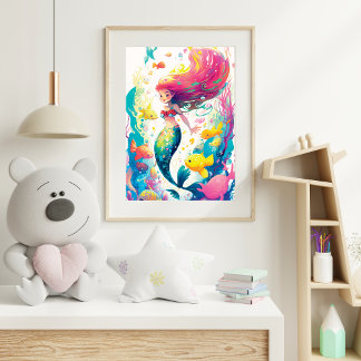 Enchanting Underwater Mermaid  Poster