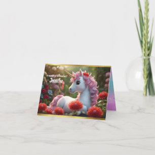 Enchanting Unicorn Birthday Folded Greeting Card