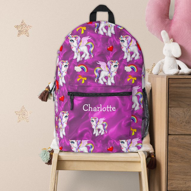 Enchanting Unicorn Dreams Pink Printed Backpack (Creator Uploaded)