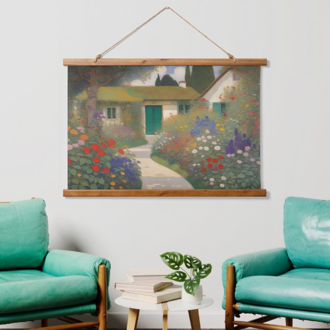 Enchanting Vintage Cottage Landscape Painting Hanging Tapestry (Living Room)