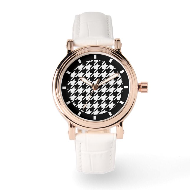 Enchanting Vintage Style Houndstooth Pattern Watch (Front)