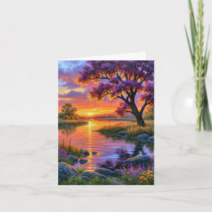 Enchanting Violet Dusk Reflections Peaceful Nightf Card